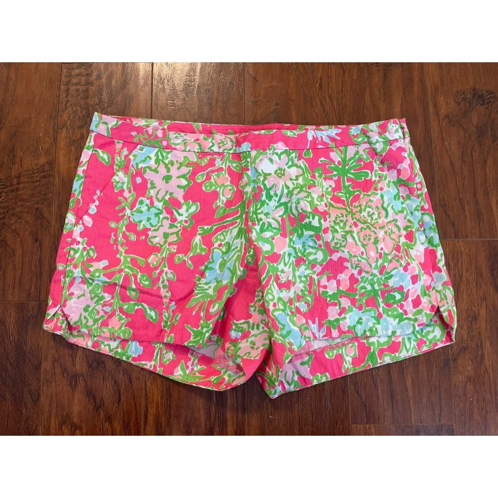 Lilly Pulitzer Southern Charm Floral Pink and Green Adie Shorts Size 6